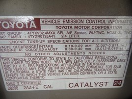 2004 TOYOTA CAMRY XLE GOLD 2.4L AT Z18168